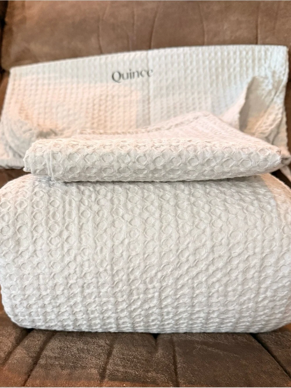 Quince Organic Cotton Luxe Honeycomb Duvet Cover Set